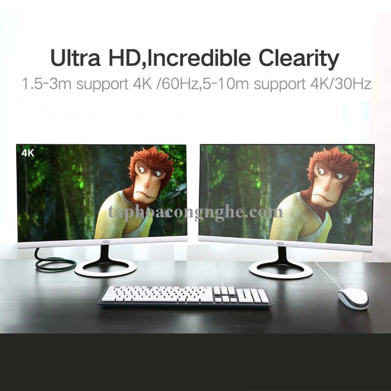 Ugreen 30121 3M Màu Đen Cáp 2 Đầu Displayport V1.2 cao cấp hỗ trợ 4K*2K 60GHz DP107 30030121